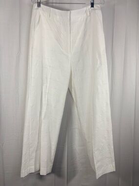 NWT TONET Womens White Textured Floral Pattern Wide-Leg Pants Size 10